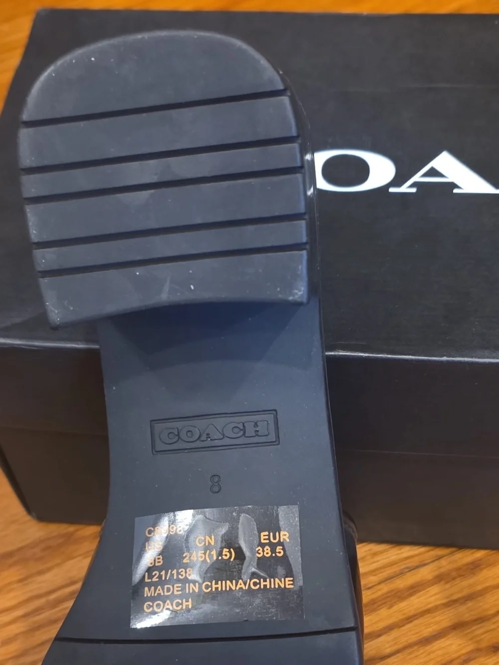 size 8 B coach rubber black sandals with tag womens